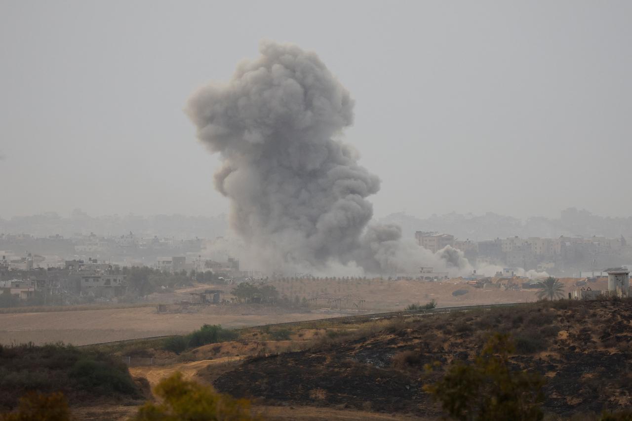 Smoke rises from Gaza, as seen from southern Israel