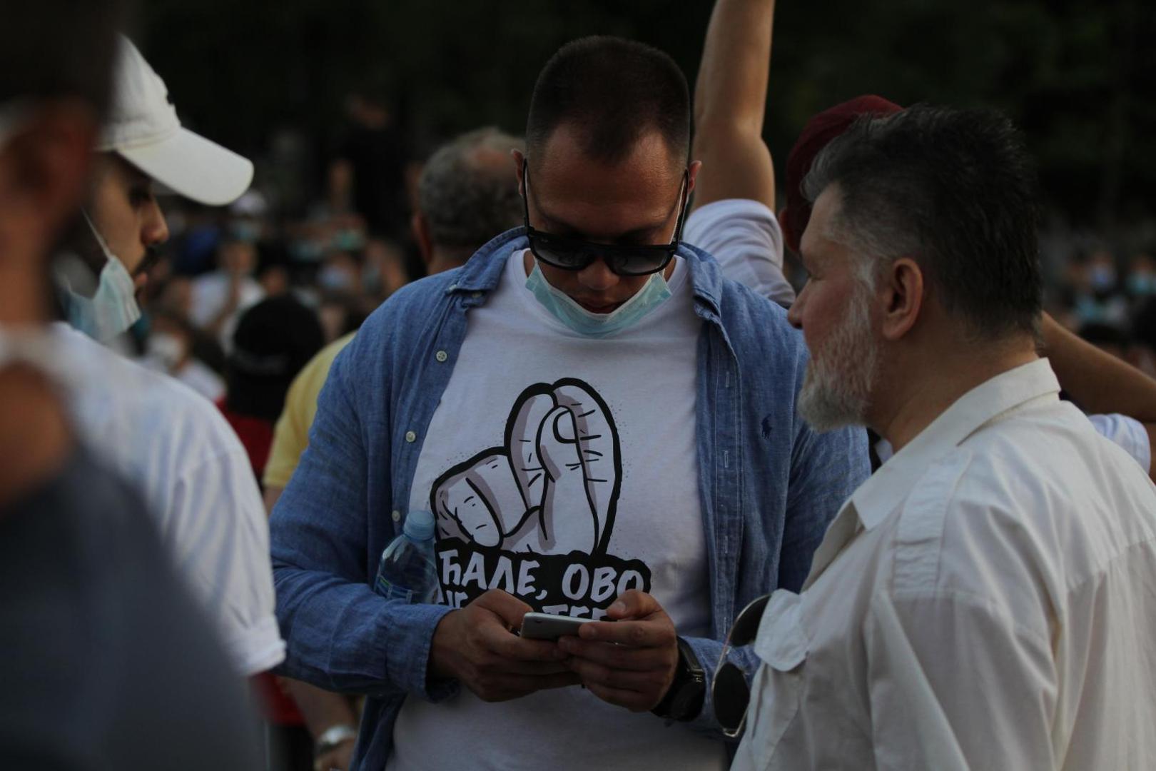 10, July, 2020, Belgrade - Protest of citizens in front of the Assembly of Serbia. . Photo: Stefan Tomasevic/ATAImages

10, jul, 2020, Beograd - Protest gradjana ispred Skupstine Srbije. . Photo: Stefan Tomasevic/ATAImages