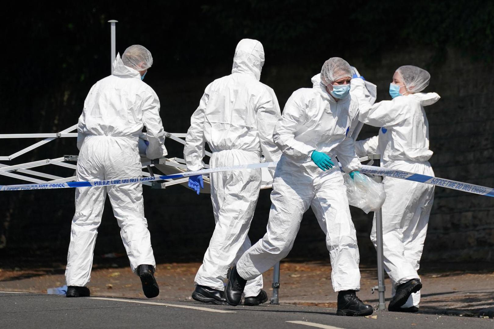 Police forensics officers on Magdala road, Nottingham, as a 31-year-old man has been arrested on suspicion of murder after three people were killed in Nottingham city centre early on Tuesday morning. Picture date: Tuesday June 13, 2023. Photo: Jacob King/PRESS ASSOCIATION