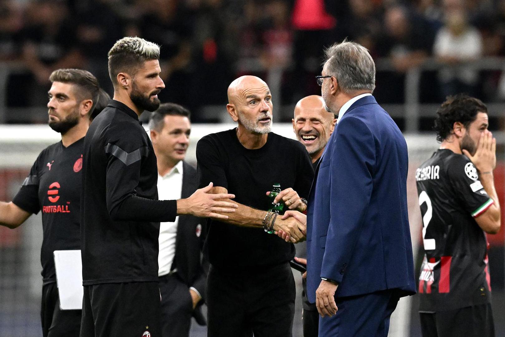 14.09.2022., stadion San Siro, Milano - UEFA Liga prvaka, 2. kolo, skupina E, AC Milan - GNK Dinamo. Ante Cacic, Stefano Pioli, Olivier Giroud Photo: Marko Lukunic/PIXSELL