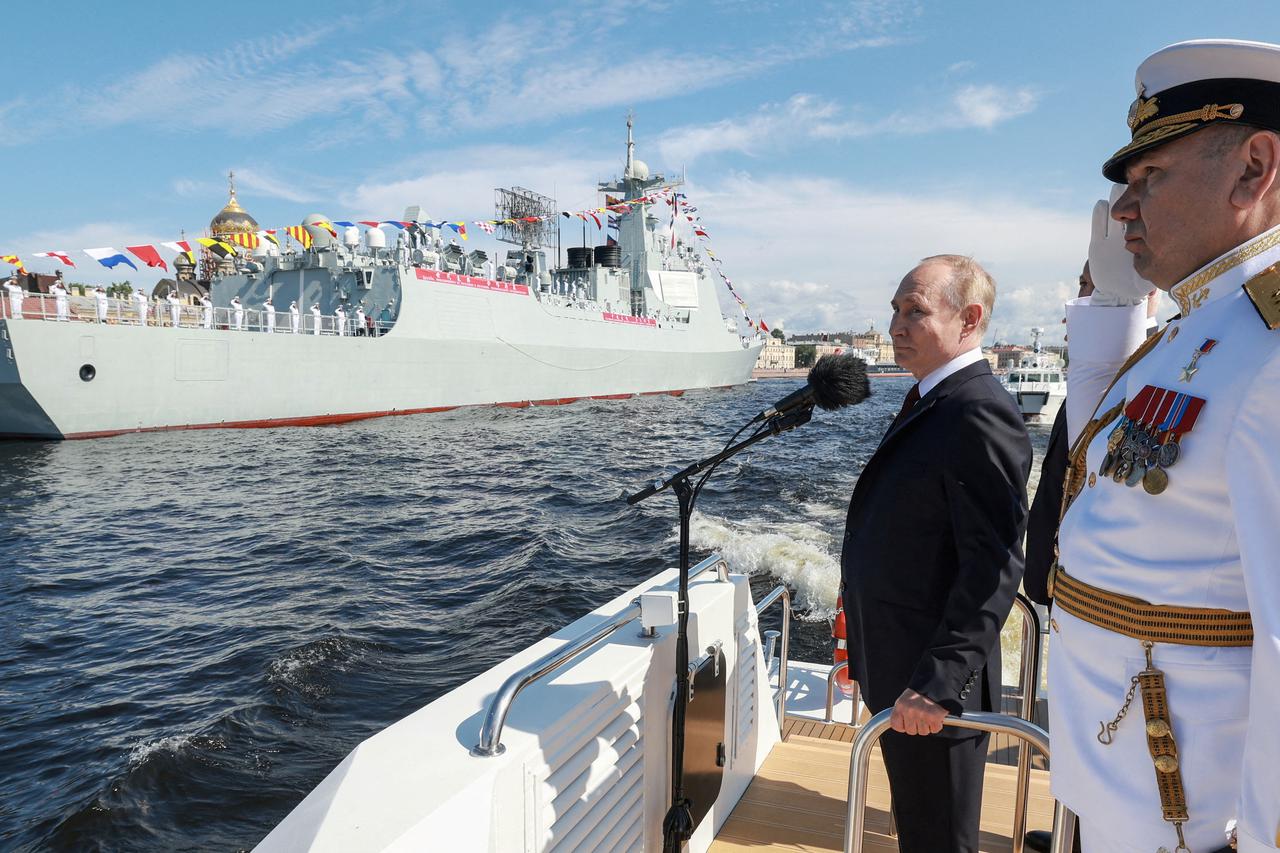 FILE PHOTO: Russia's President Putin attends Navy Day parade in St Petersburg