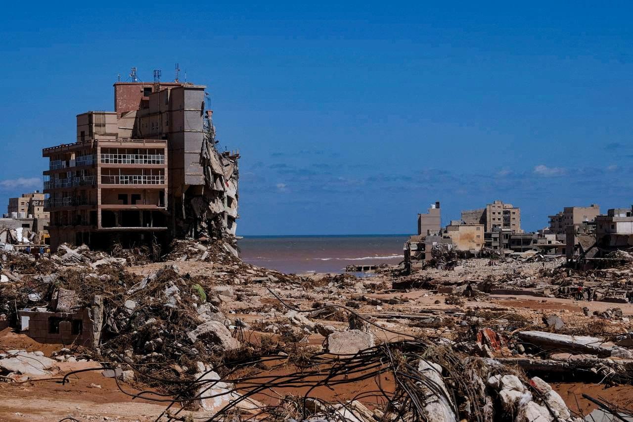 General view of Derna city, following a powerful storm and heavy rainfall hitting the country, in Derna