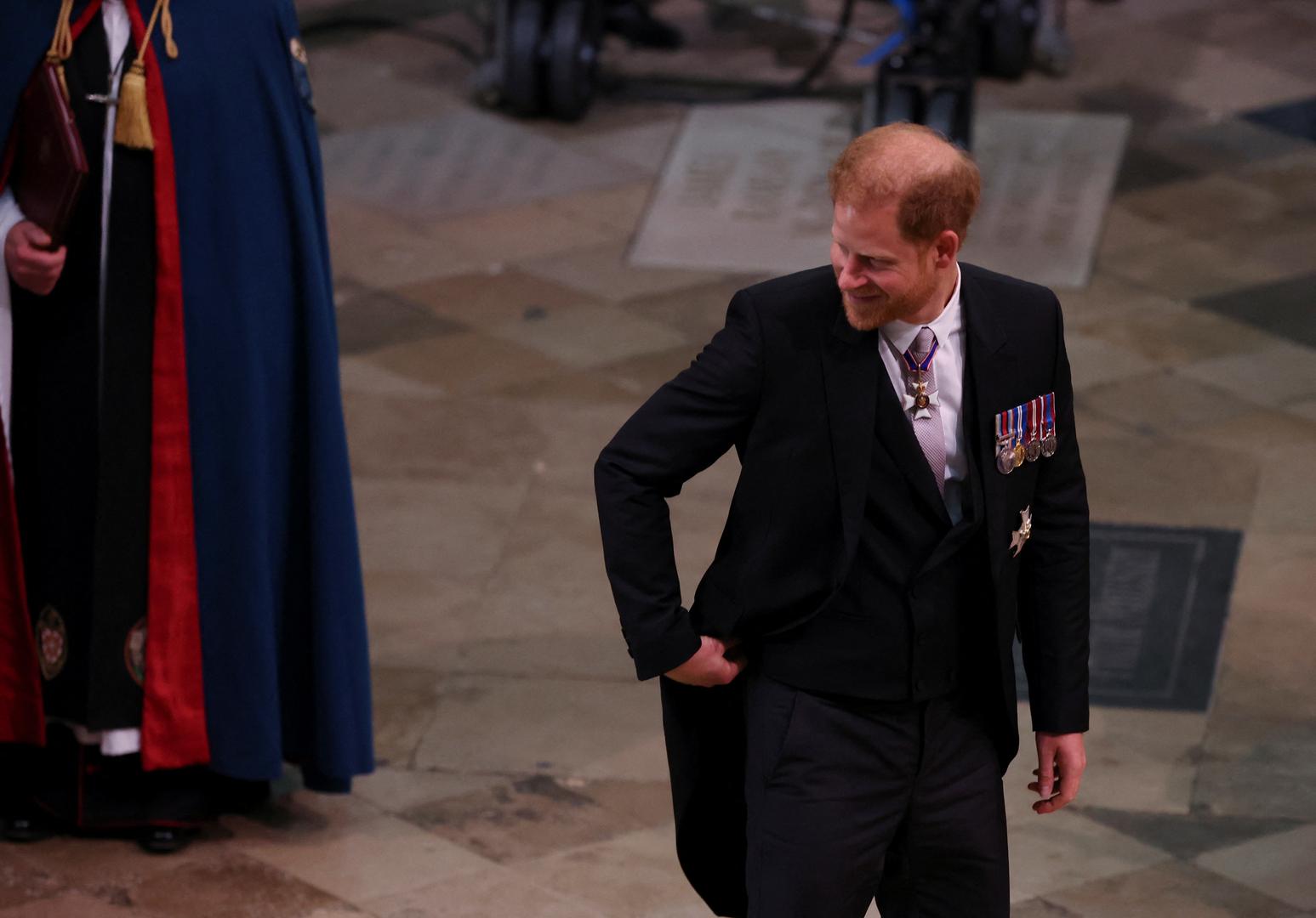 Britain's Prince Harry, Duke of Sussex, attends Britain's King Charles and Queen Camilla's coronation ceremony at Westminster Abbey, in London, Britain May 6, 2023. REUTERS/Phil Noble/Pool Photo: Phil Noble/REUTERS