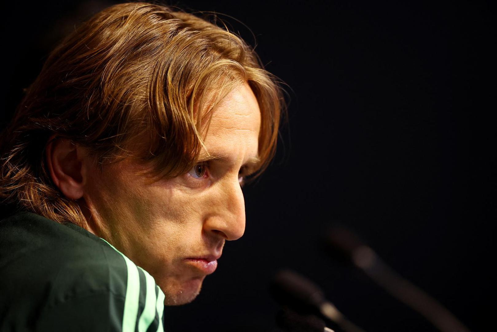 Soccer Football - Champions League - Real Madrid press conference - Etihad Stadium, Manchester, Britain - May 16, 2023 Real Madrid's Luka Modric during the press conference REUTERS/Carl Recine Photo: Carl Recine/REUTERS