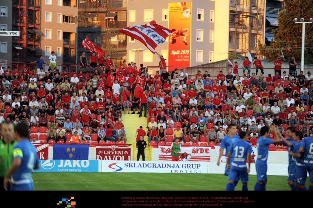 '31.07.2010., Stadion Park Mladezi, Split - Nogometna utakmica 2. kola T-Com 1. HNL izmedju RNK Split i NK Varazdin. Crveni djavoli, navijaci RNK.  Photo: Nino Strmotic/PIXSELL'