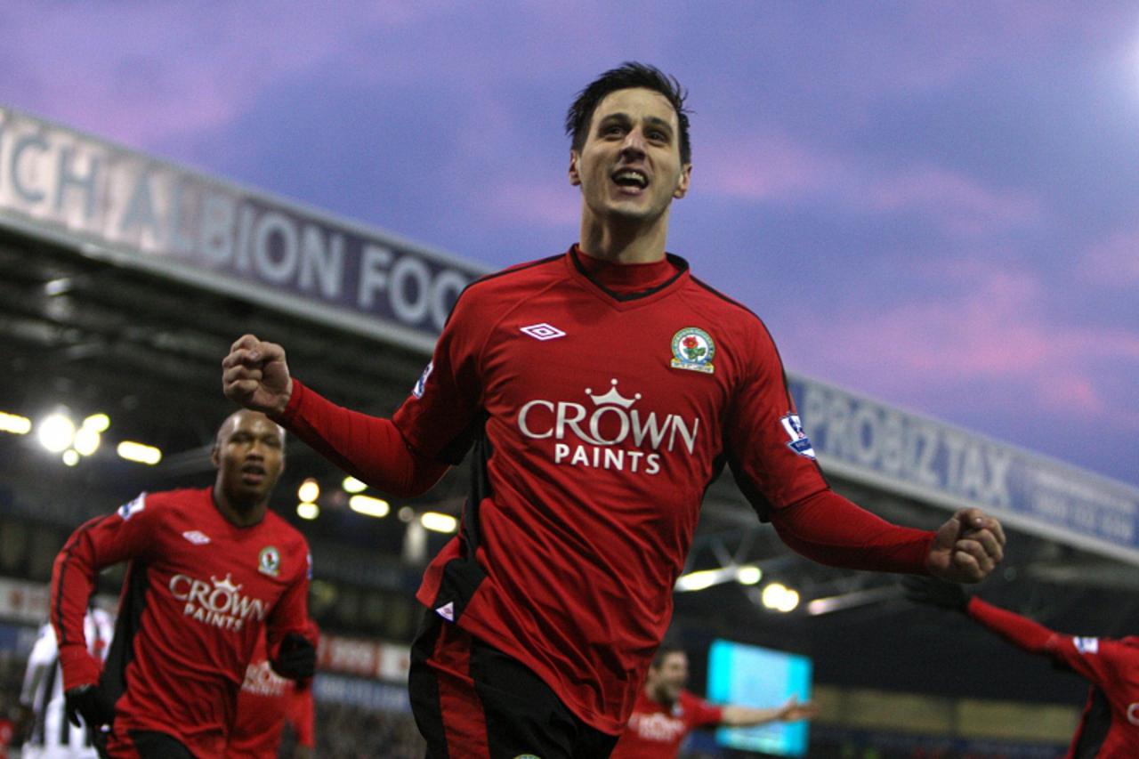 'Blackburn Rovers\' Nikola Kalinic celebrates scoring his second goal Photo: Press Association/Pixsell'