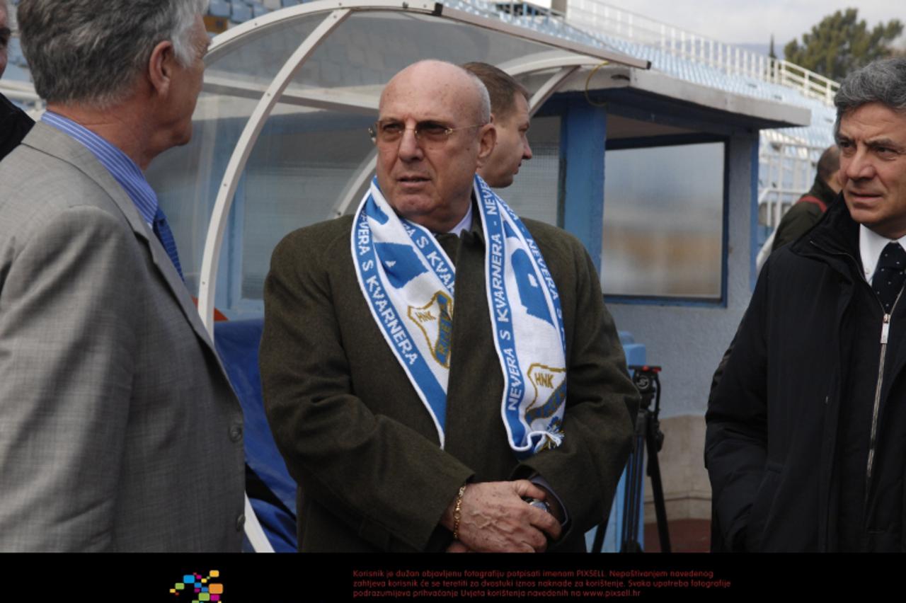 '17.02.2012., Rijeka - Novi vlasnik HNK Rijeke Gabrielle Volpi i njegov suradnik Damir Miskovic Miske stigli su na stadion Kantrida. Volpi u drustvu Luciana Susnja. Photo: Goran Kovacic/PIXSELL'