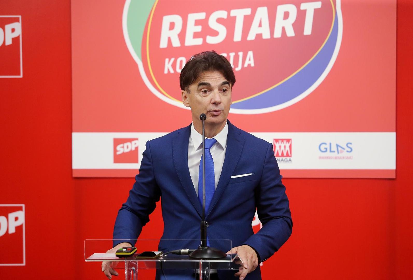 03.06.2020., Zagreb - U prostorijama SDP-a na Iblerovom trgu predstavljen je gospodarski program RESTART koalicije. Predsjednik Sredisnjeg savjeta SDP-a Branko Grcic
Photo: Dalibor Urukalovic/PIXSELL