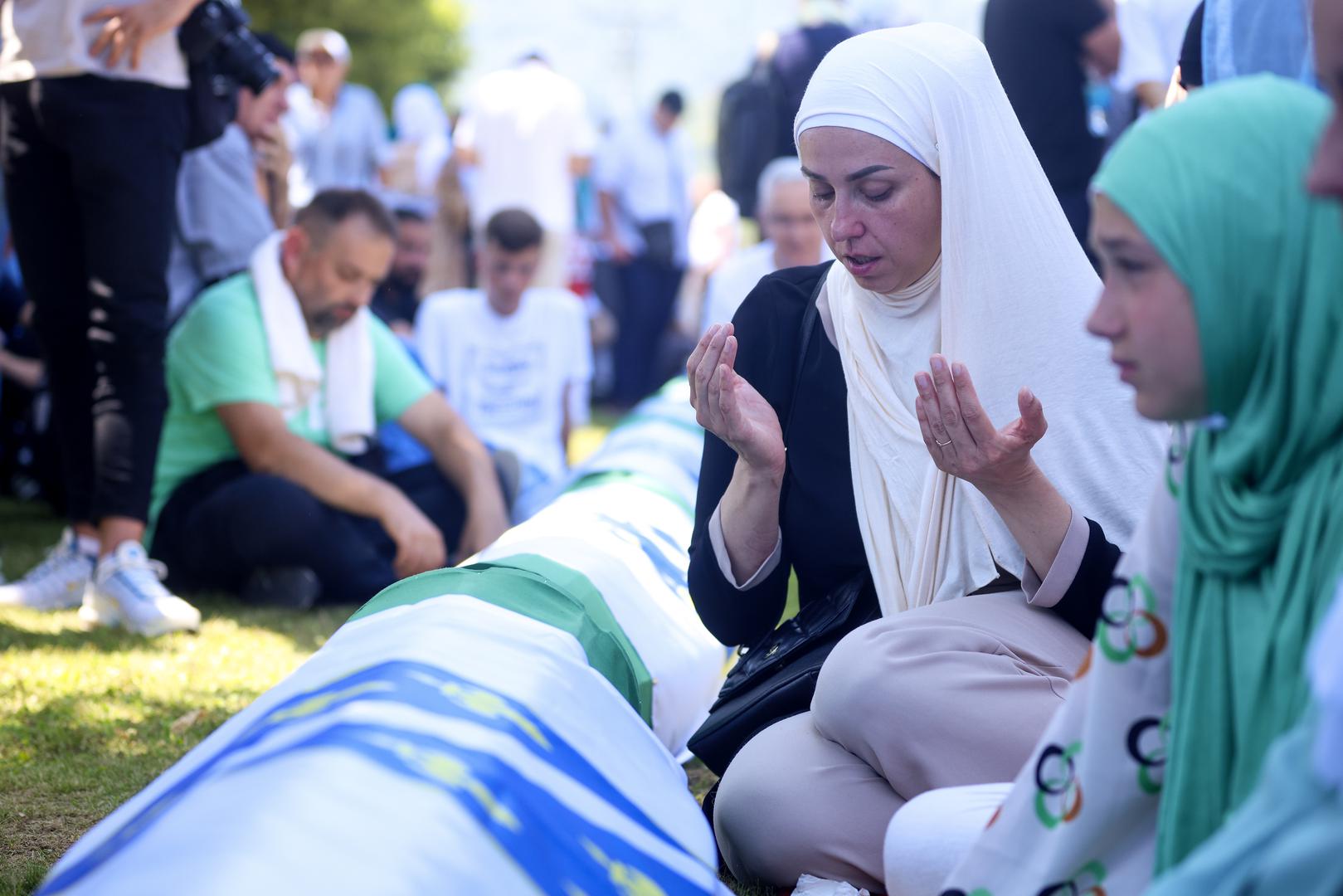 11.07.2024., Potocari, Bosna i Hercegovina - U Memorijalnom centru Srebrenica-Potocari obiljezena 29. godisnjica genocida nad Bosnjacima "Sigurne zone UN-a" Srebrenica, te je klanjana dzenaza i obavljen ukop za 14 nevinih zrtava genocida u Srebrenici. Photo: Armin Durgut/PIXSELL