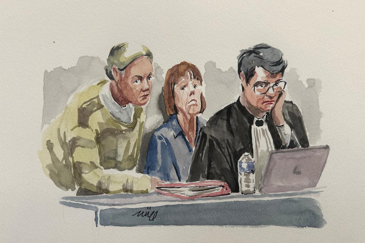 Courtroom sketch of Gisele Pelicot at the courthouse in Avignon