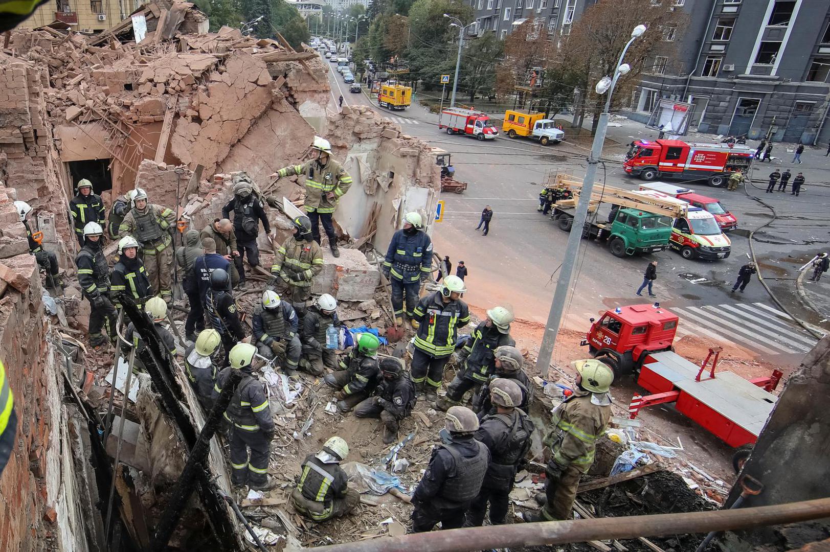 SENSITIVE MATERIAL. THIS IMAGE MAY OFFEND OR DISTURB    Rescuers released the body of 10-year-old boy Tymofii from the debris at a site of a residential building damaged by a Russian missile strike, amid Russia's attack on Ukraine, in Kharkiv, Ukraine October 6, 2023. REUTERS/Vyacheslav Madiyevskyy Photo: Stringer/REUTERS