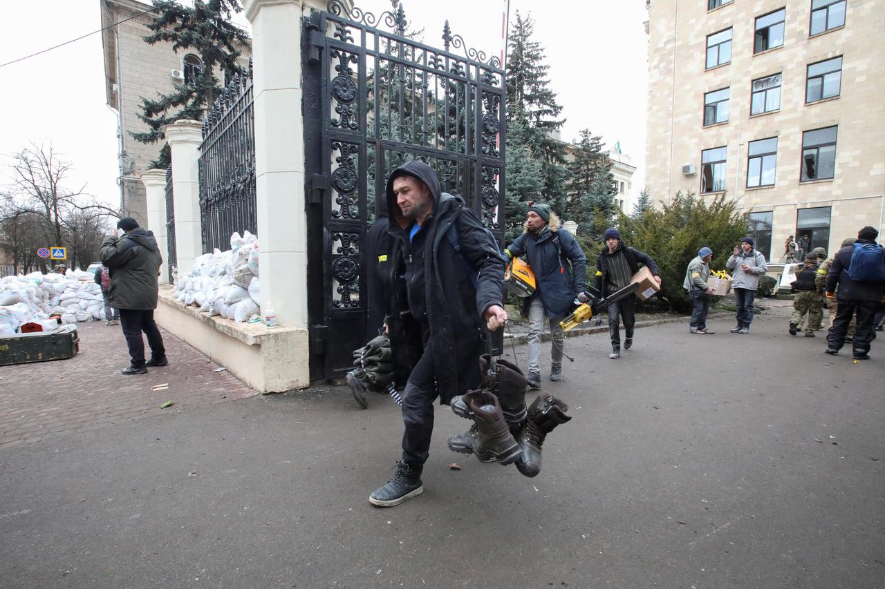 A view shows the damaged regional administration building in Kharkiv