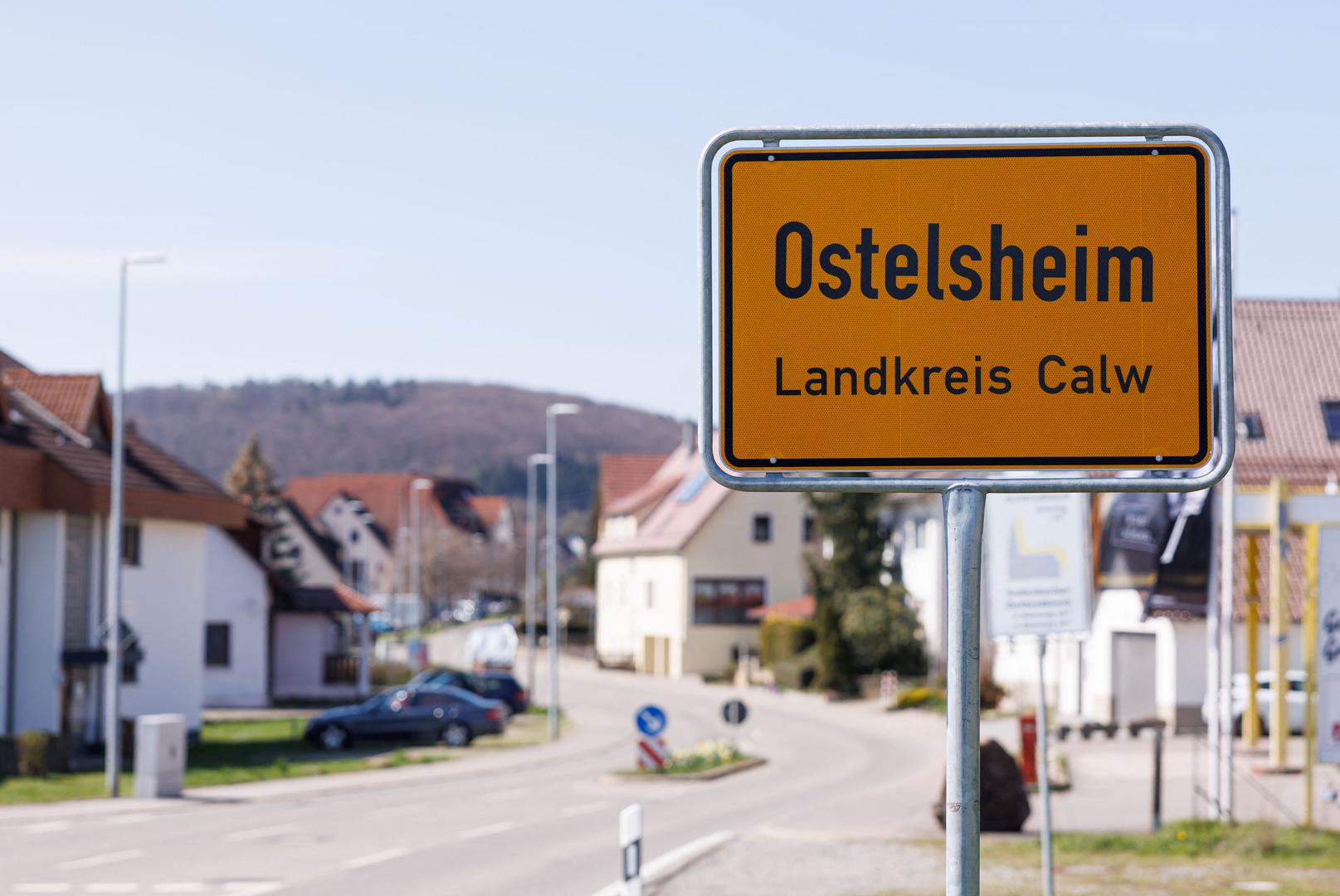 The town sign of Ostelsheim, were Syrian born Ryyan Alshebl is elected as mayor near Stuttgart in Ostelsheim, Germany, April 4, 2023. Alshebl fled from his hometown in Syria to Europe via the Mediterranean Sea in 2015 and came to the northern Black Forest. REUTERS/Lukas Barth Photo: Lukas Barth/REUTERS