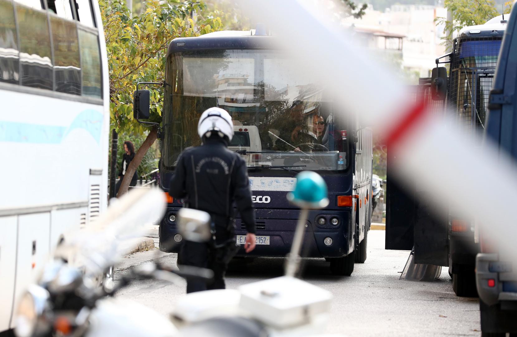 04.12.2023., Atena, Grcka  - Policija dovodi navijaci Dinama, Bad Blue Boyse na sud u Ateni. Photo: Matija Habljak/PIXSELL