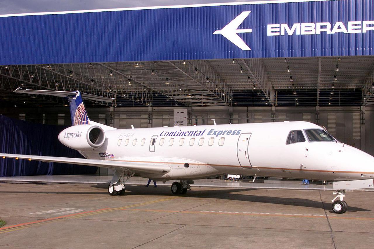 FILE PHOTO: BRAZILIAN JET AIRCRAFT MAKER EMBRAER ROLLS OUT FIRST ERJ 135 JET.