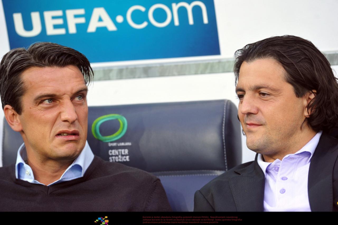 '11.08.2012., SRC Stozice, Ljubljana, Slovenija - Slovenska Prva liga, NK Olimpija - NK Maribor. Milenko Acimovic i Zlatko Zahovic.  Photo: Slavko Midzor/PIXSELL'