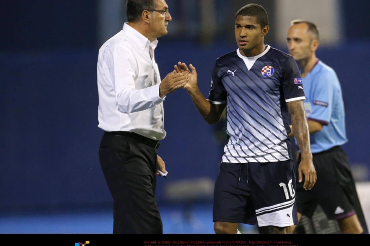 '22.08.2012., stadion u Maksimiru, Zagreb - 1. utakmica doigravanja za ulazak u skupinu Lige prvaka, GNK Dinamo - NK Maribor. Ante Cacic,Sammir Photo: Igor Kralj/PIXSELL'