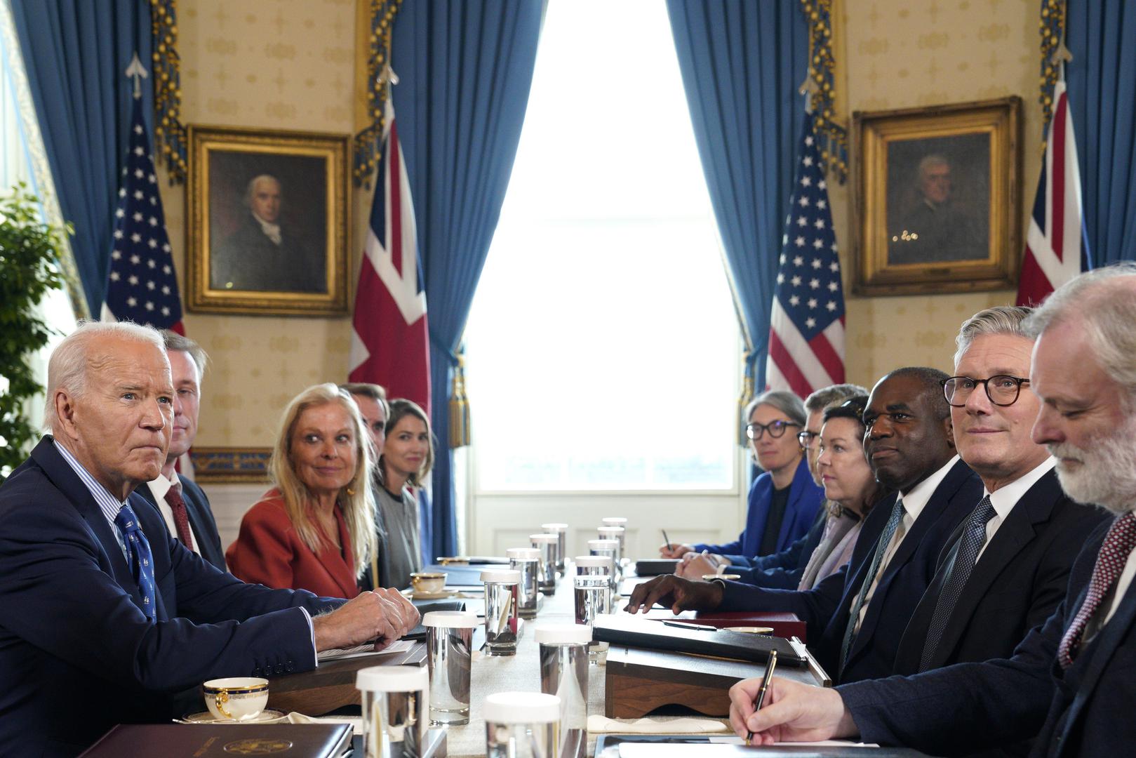 US President Joe Biden meets with British Prime Minister Keir Starmer in the Blue Room at the White House in Washington on Friday, September 13, 2024.           Photo by Yuri Gripas/UPI Photo via Newscom Photo: Yuri Gripas/NEWSCOM