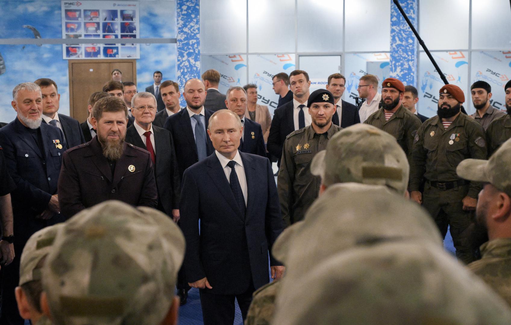 Russia's President Vladimir Putin and head of the Chechen Republic Ramzan Kadyrov visit the Russian Special Forces University in Gudermes, Russia August 20, 2024. Sputnik/Alexei Danichev/Pool via REUTERS ATTENTION EDITORS - THIS IMAGE WAS PROVIDED BY A THIRD PARTY. Photo: ALEXEI DANICHEV/REUTERS