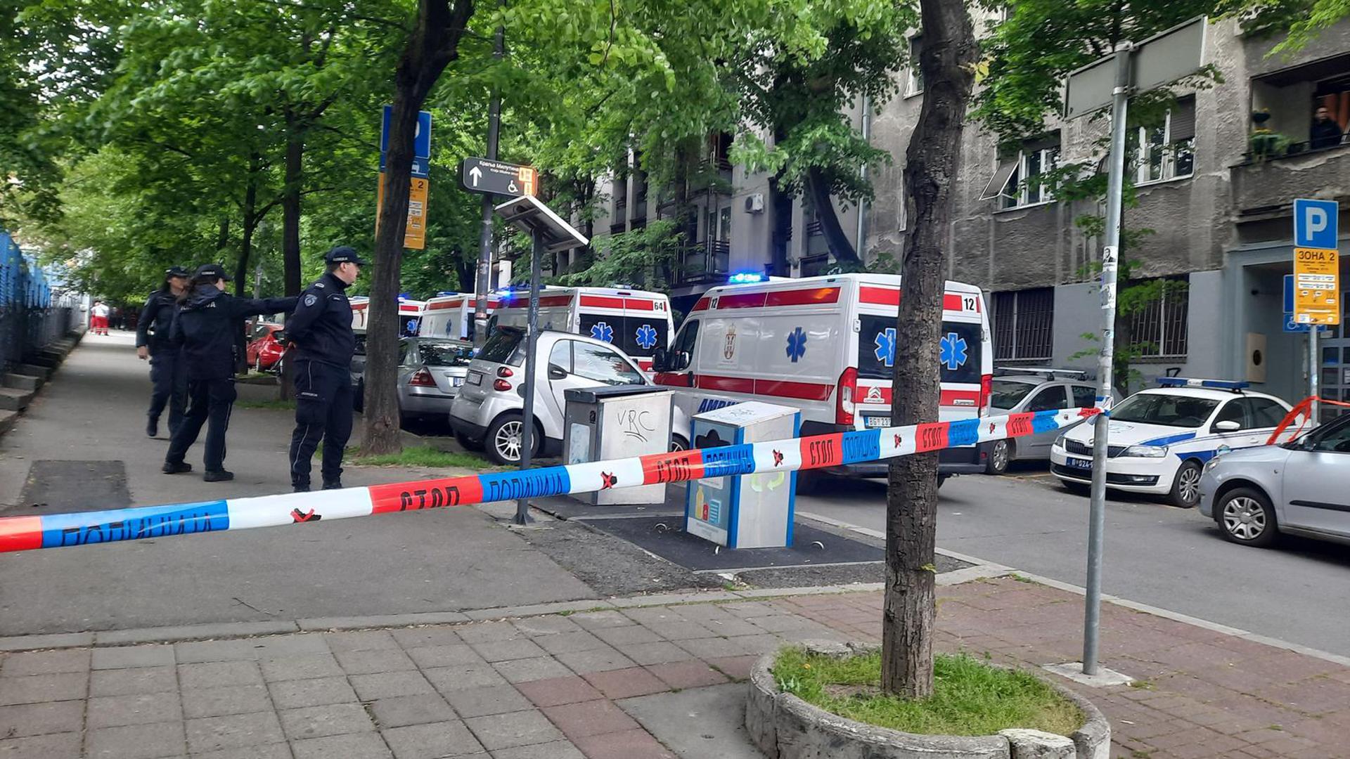 03, May, 2023, Belgrade - A student of the seventh grade of the Elementary School "Vladislav Ribnikar" is suspected to have fired a pistol at the security guard, the teacher and the students this morning. VIDEO: A.M./ATAImages.

03, maj, 2023, Beograd - Ucenik sedmog razreda Osnovne skole "Vladislav Ribnikar" kako se sumnja, pucao je jutros iz pistolja na obezbeđenje, nastavnicu i ucenike. VIDEO: A.M./ATAImages. Photo: A.M./ATA Images/PIXSELL