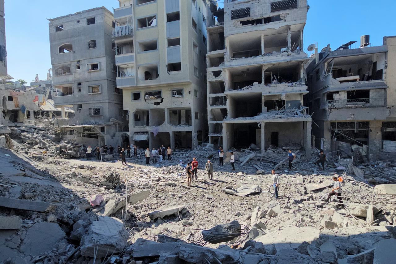 Aftermath of Israeli strikes on houses and residential buildings, in Beit Lahiya, in the northern Gaza Strip