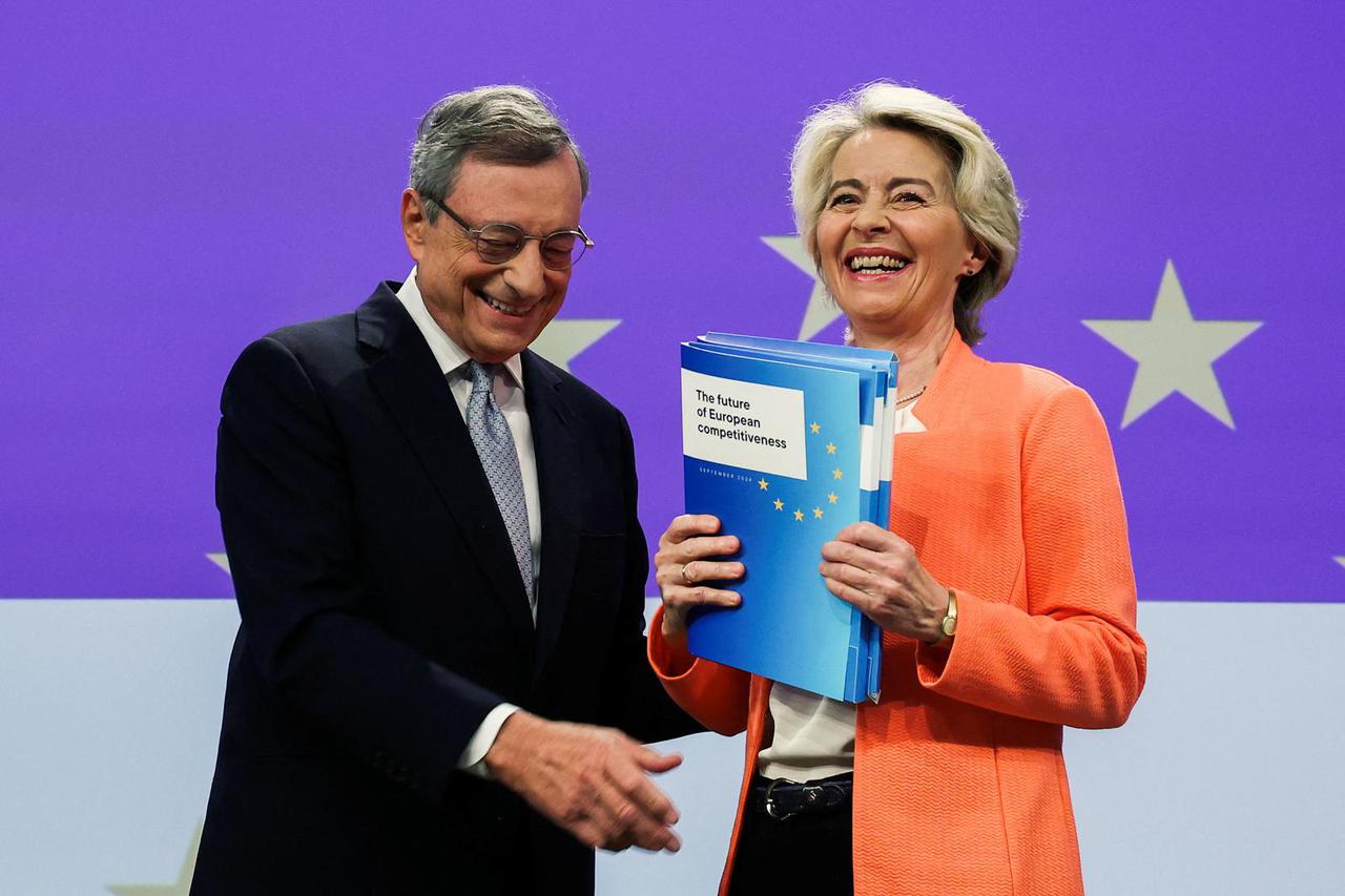 Former European Central Bank chief Draghi presents report on EU competitiveness, in Brussels