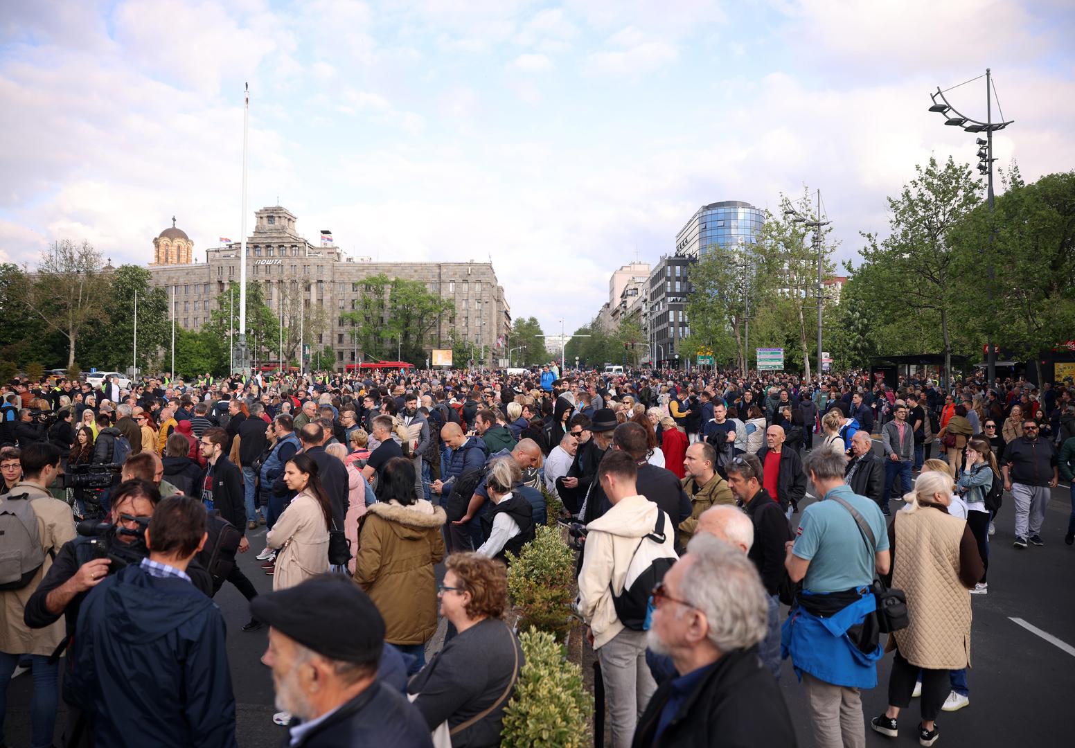 08.05.2023., Beograd, Srbija - Na platou ispred Narodne skupstine organiziran je prosvjedni skup "Srbija protiv nasilja" kako bi se izborili da se tragicni dogadjaji vise ne ponove. Na skupu su dobrodosli svi no uvjet je da izostane obracanje politicara. Photo: Armin Durgut/PIXSELL