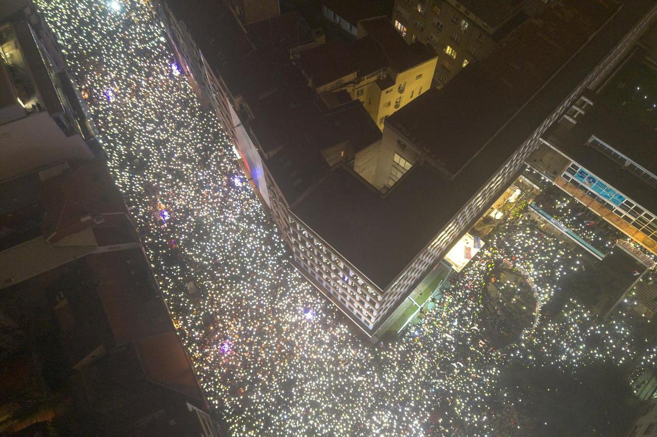 Anti-government protest over fatal railway station roof collapse, in Belgrade