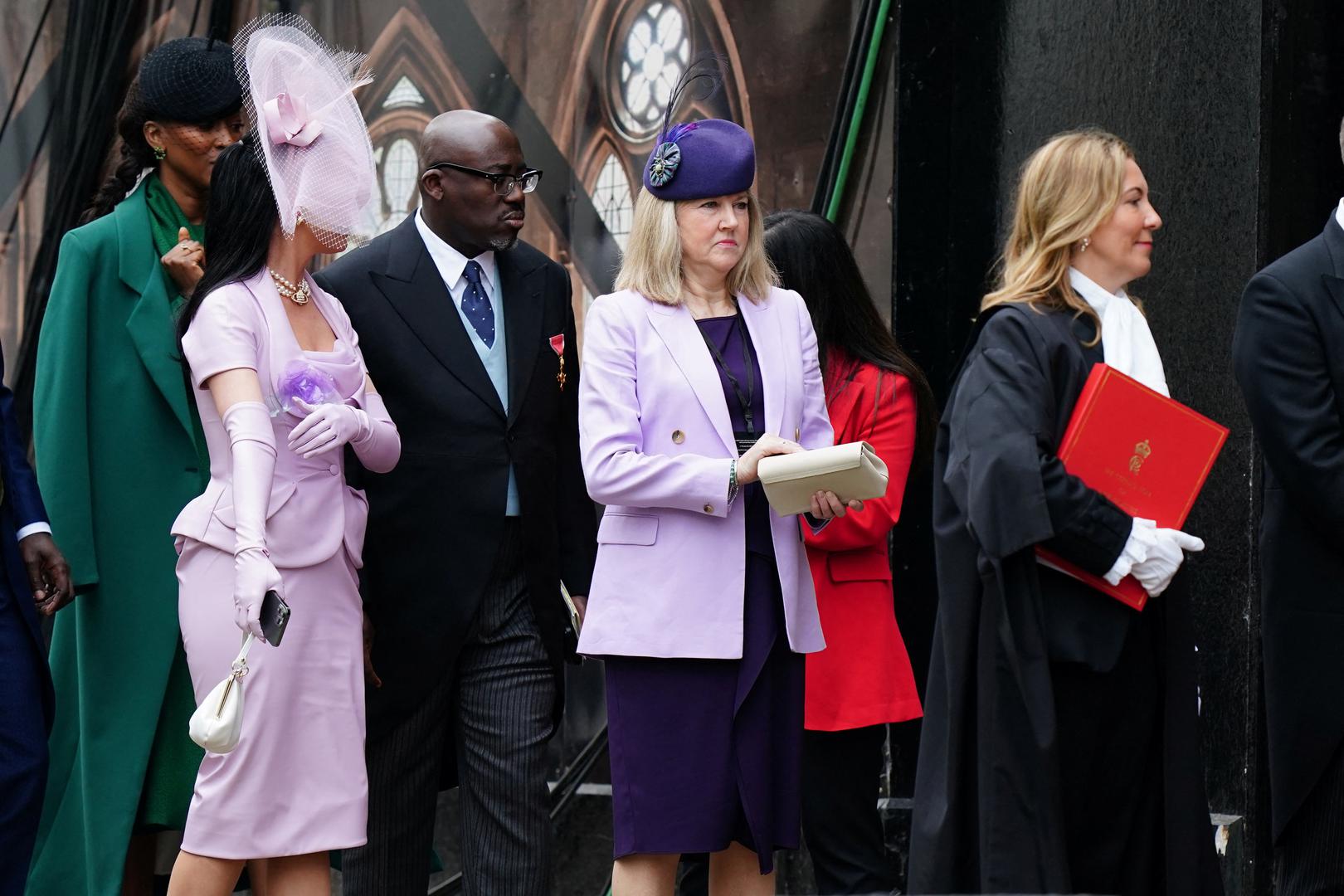 Katy Perry, Edward Enninful and Alison Johnstone, Presiding Officer of the Scottish Parliament arriving ahead of the coronation ceremony of King Charles III and Queen Camilla at Westminster Abbey, London. Picture date: Saturday May 6, 2023. PA Photo.  Jane Barlow/Pool via REUTERS Photo: POOL/REUTERS