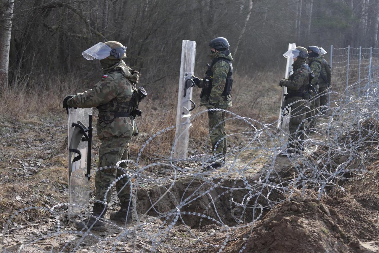 Construction site of a barrier at the border between Poland and Belarus