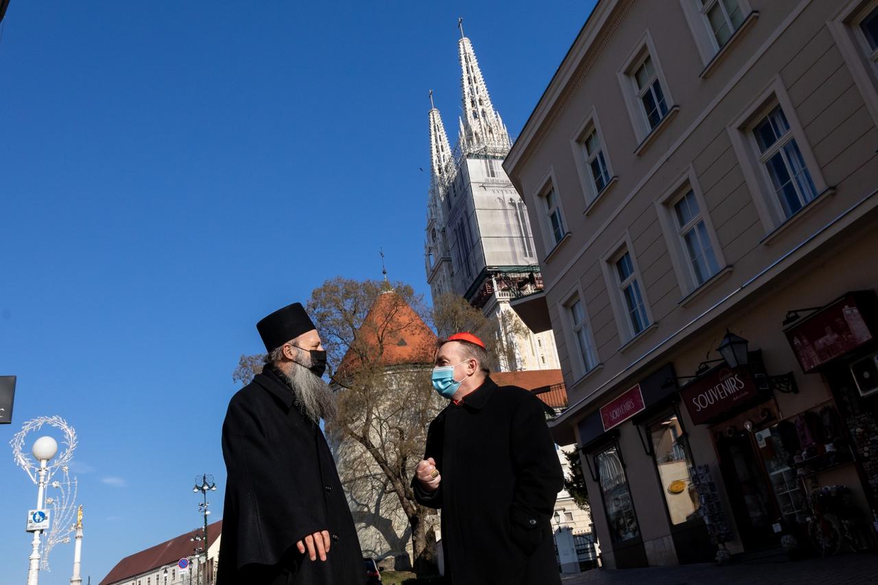 Josip Bozanić i Porfirije Perić obišli zagrebačku katedralu stradalu u potresu