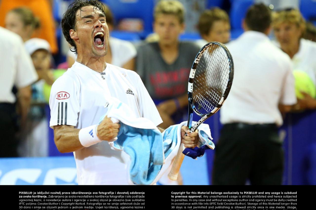 '27.07.2013., Umag - 24. Vegeta Croatia Open teniski turnir. Polufinalni mec, Fabio Fognini - Gael Monfis.  Photo: Petar Glebov/PIXSELL'