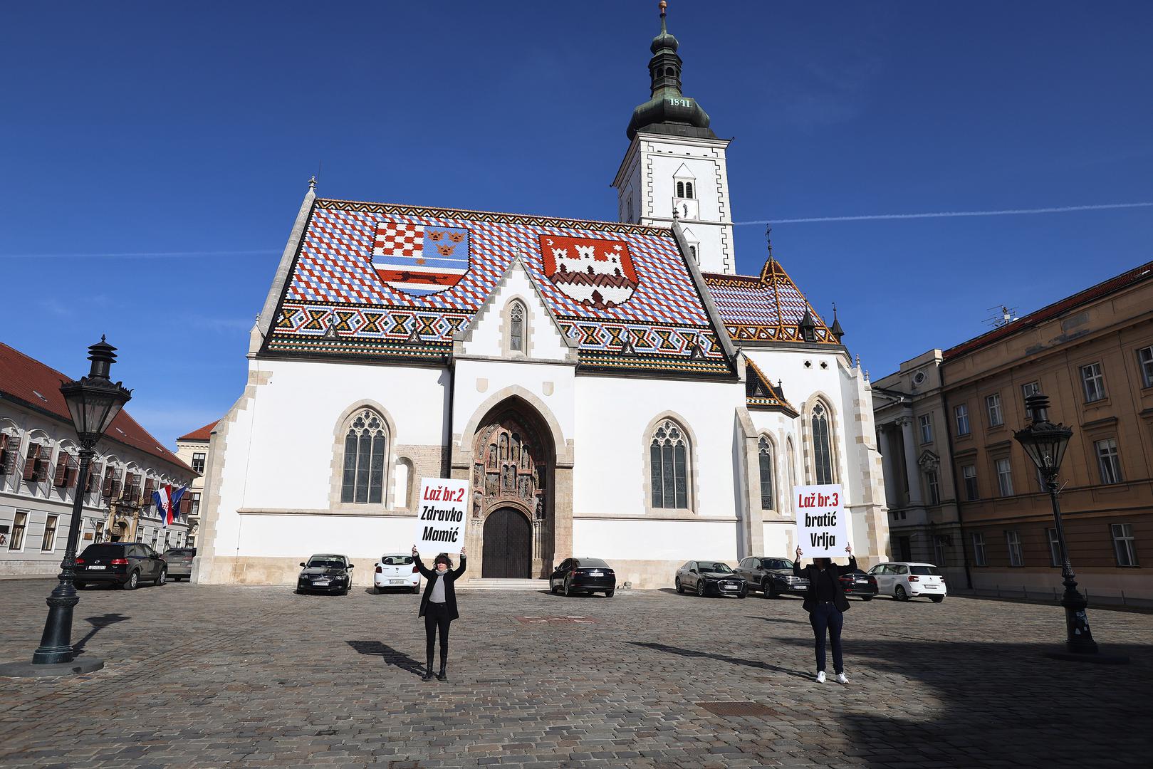 06.02.2024., Zagreb - Na konferenciji za medije stranke Mozemo odrzanoj na Trgu svetog Marka o temi "Turudiceve lazi su Plenkoviceve lazi" govorili su zastupnici stranke.
 Photo: Patrik Macek/PIXSELL