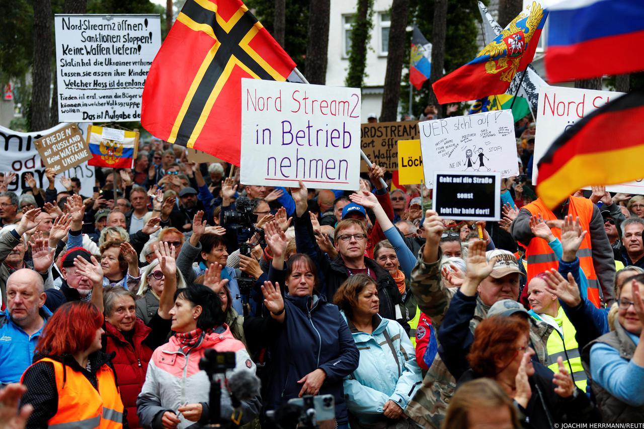 Demonstration for the controversial gas pipeline Nord Stream 2 in Lubmin