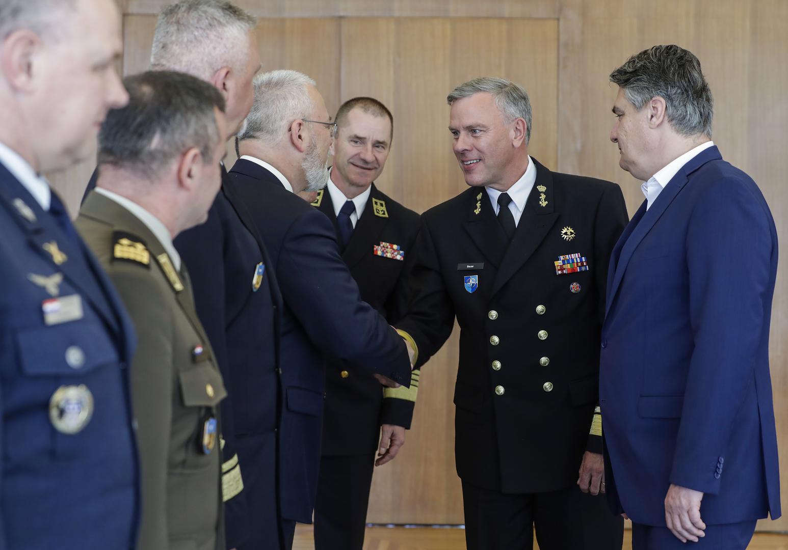 26.05.2022., Zagreb - Predsjednik Republike Zoran Milanovic primio je u posjet admirala Roba Bauera, predsjedavajuceg Vojnog odbora NATO-a. Photo: Jurica Galoic/PIXSELL