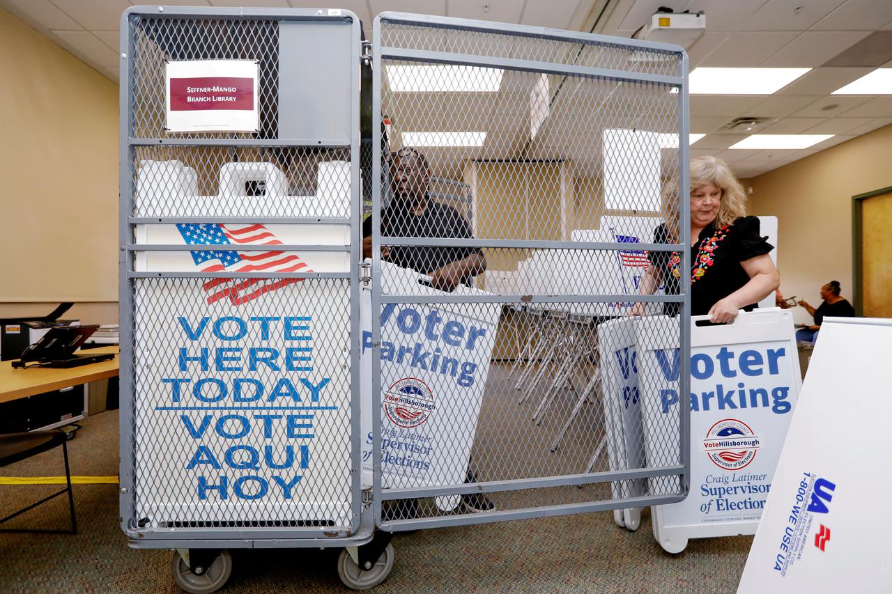 Voting machines are shown at Hillsborough County supervisor of elections office