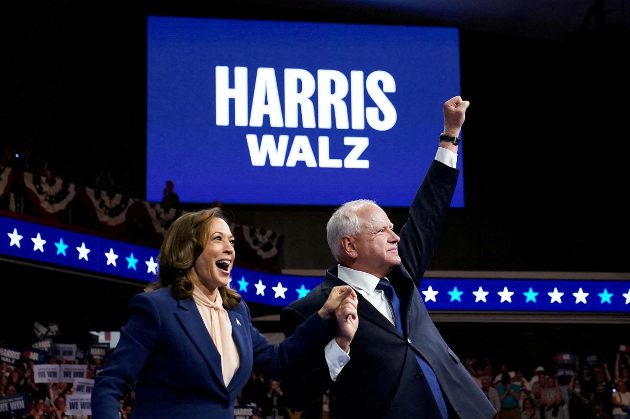 U.S. Vice President and Democratic presidential candidate Kamala Harris holds rally with vice president pick, in Philadelphia