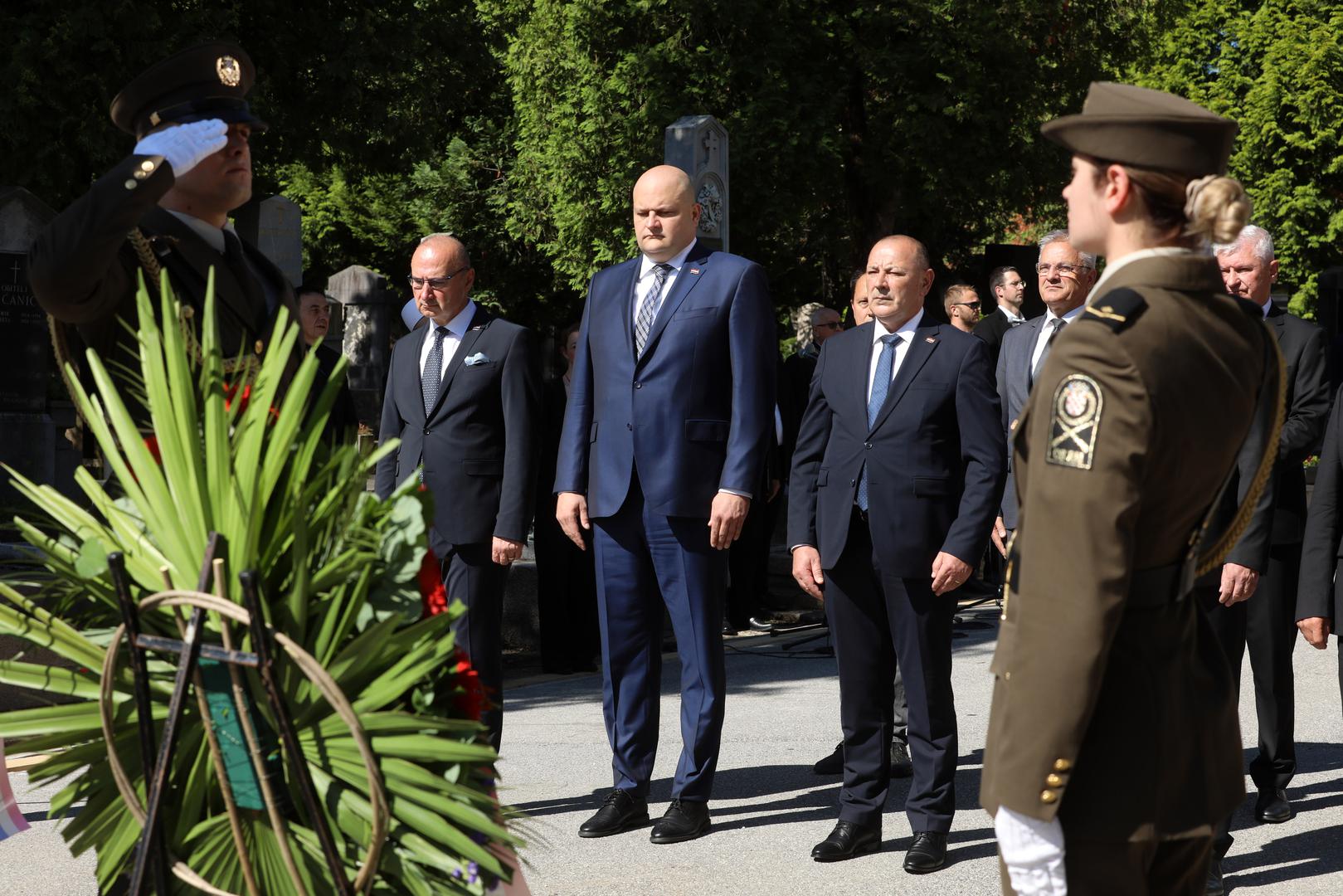 18.05.2024., Zagreb - Komemoracija za zrtve Bleiburske tragedije i Kriznog odrzana je kod Sredisnjeg kriza na groblju Mirogoj. Gordan Grlic Radman, Ante Susnjar, Tomo Medved Photo: Robert Anic/PIXSELL