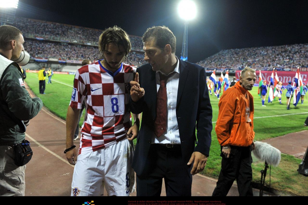 \'05.09.2009.,Zagreb - Stadion u Maksimiru, kvalifikacijska utakmica za odlazak na Svjetsko prvenstvo u JAR, Hrvatska - Bjelorusija,Slaven Bilic i Niko Kranjcar Photo: Goran Stanzl/Vecernji list\'