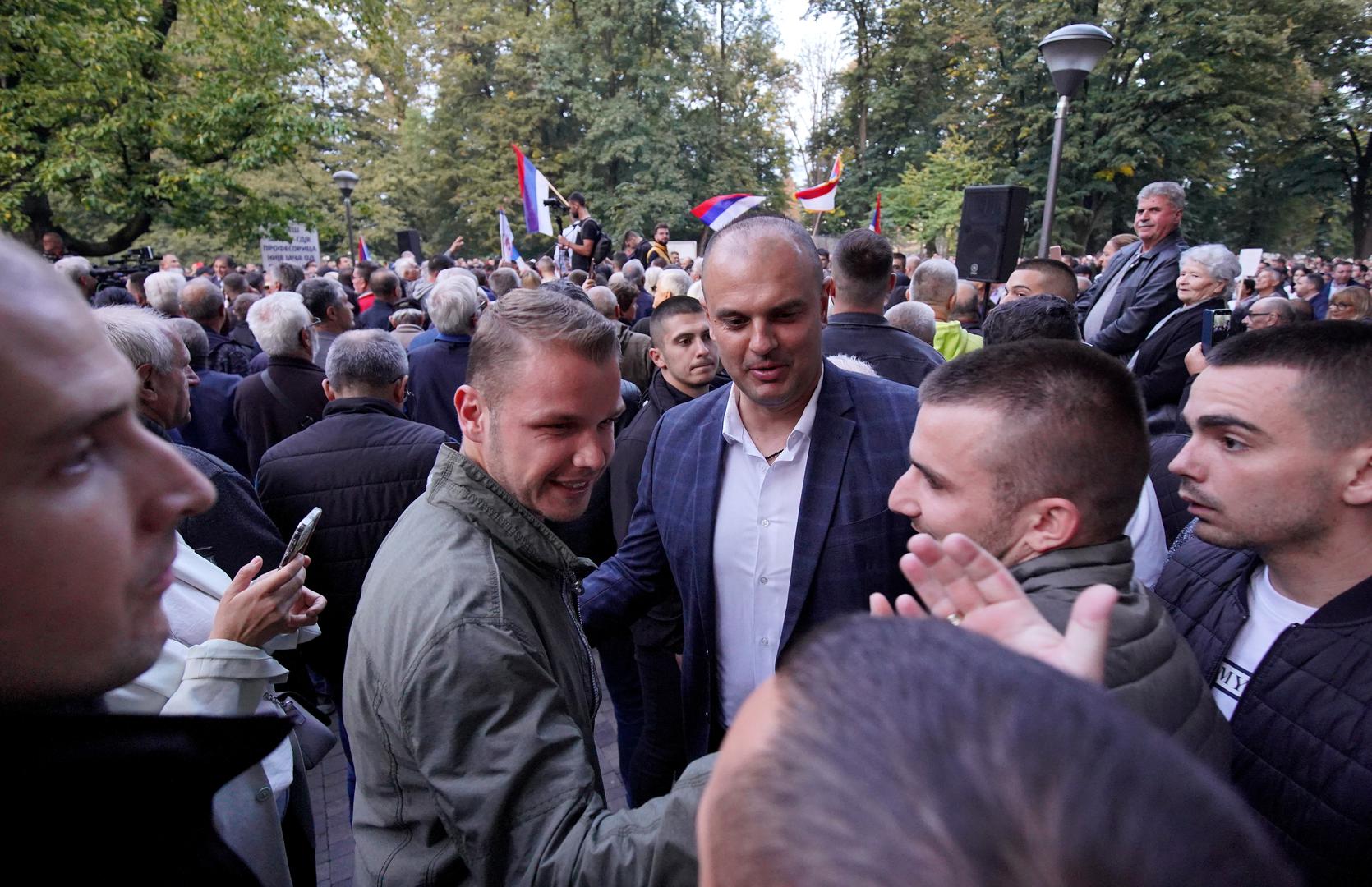 06.10.2022., Banja Luka, Bosna i Hercegovina - U Banjoj Luci odrzan je prosvjed opozicije protiv, kako tvrde, kradje Milorada Dodika na ovogodisnjim Opcim izborima. Na prosvjed je stigla i Dodikova protukandidatkinja na izborima Jelena Trivic. Drasko Stanivukovic. Photo: Dejan Rakita/PIXSELL