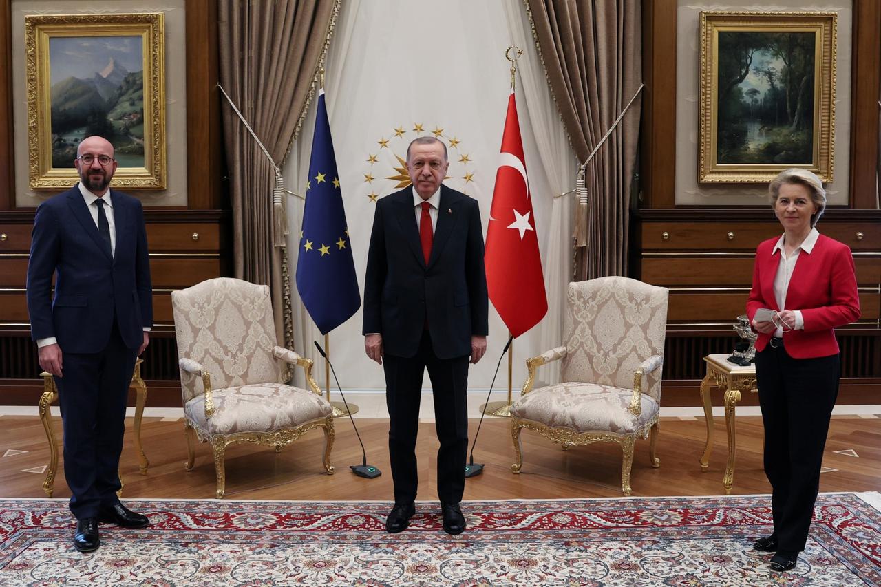 Turkish President Erdogan meets with European Council President Michel and European Commission President von der Leyen in Ankara