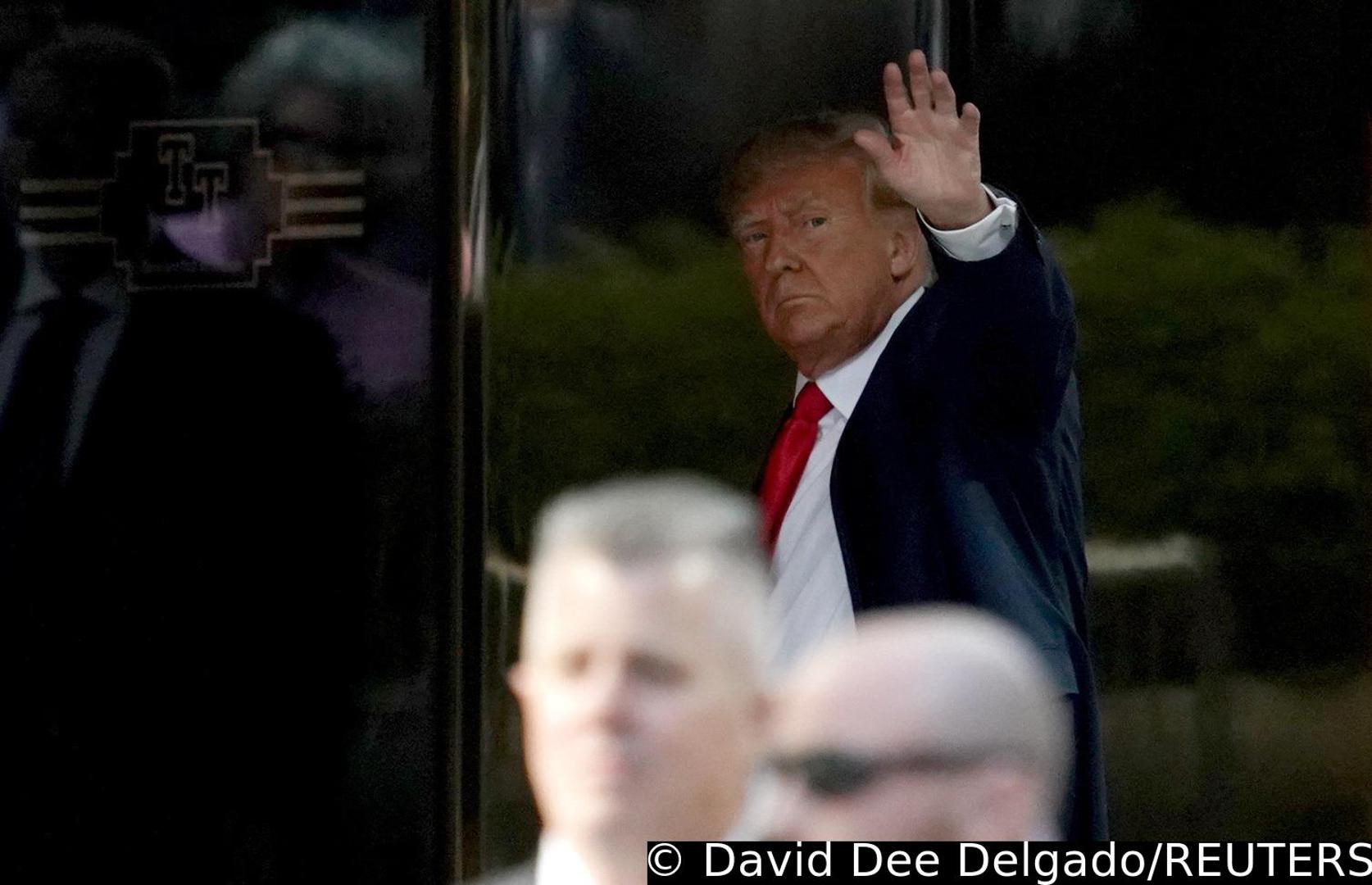 Former U.S. President Donald Trump arrives at Trump Tower, after his indictment by a Manhattan grand jury following a probe into hush money paid to porn star Stormy Daniels, in New York City, U.S April 3, 2023.  REUTERS/David Dee Delgado Photo: David Dee Delgado/REUTERS