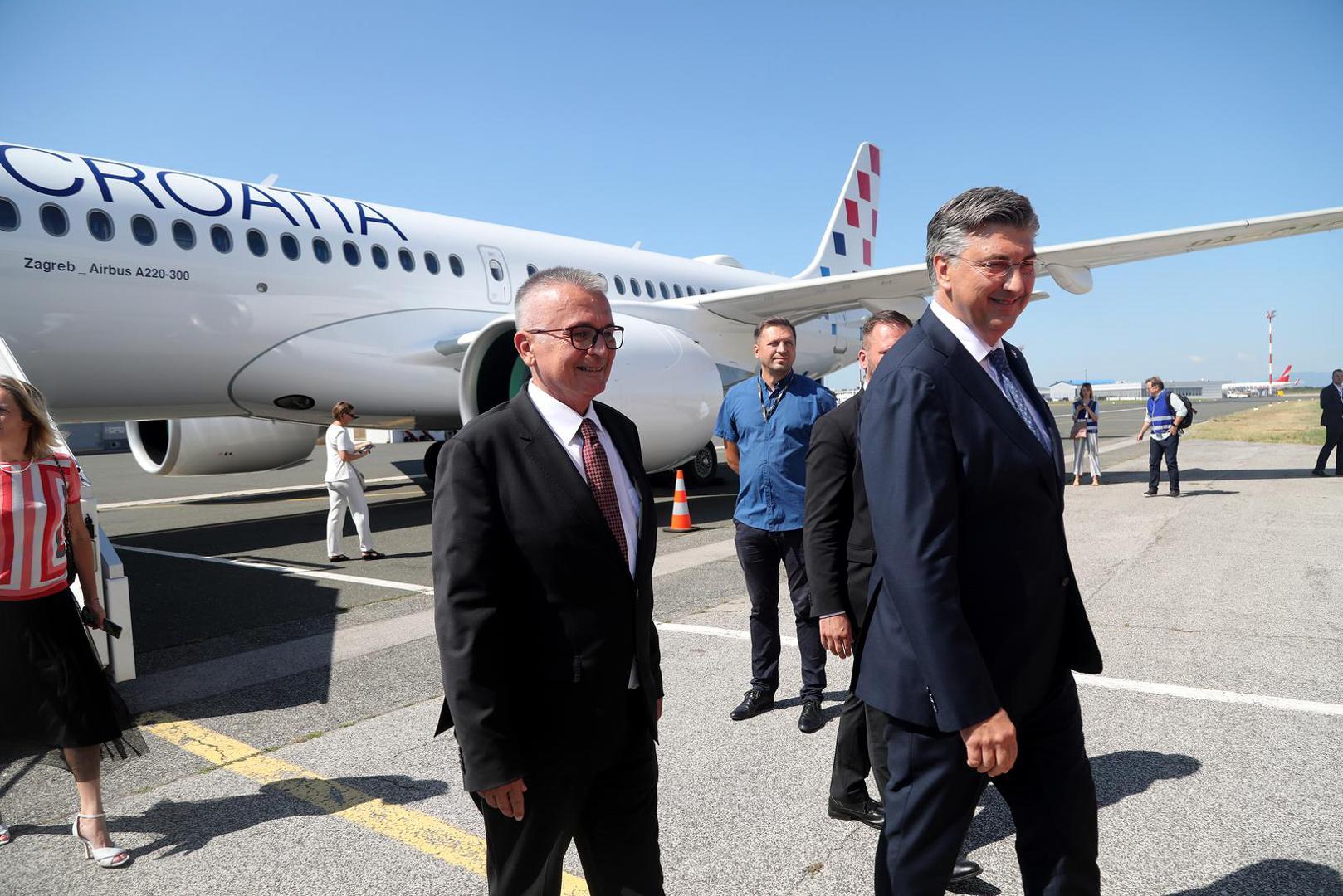 30.07.2024.,Zagreb - Docek prvog novog zrakoplova Airbus A220, cime sluzbeno pocinje cjelokupna obnova flote hrvatskog nacionalnog avioprijevoznika Photo: Zeljko Hladika/PIXSELL