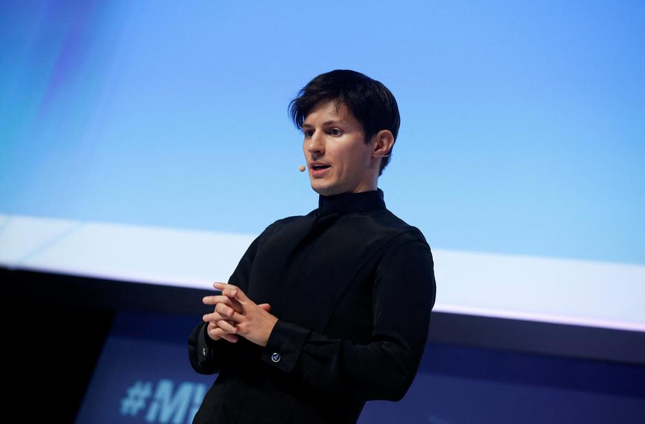 FILE PHOTO: Founder and CEO of Telegram Pavel Durov delivers a keynote speech during the Mobile World Congress in Barcelona