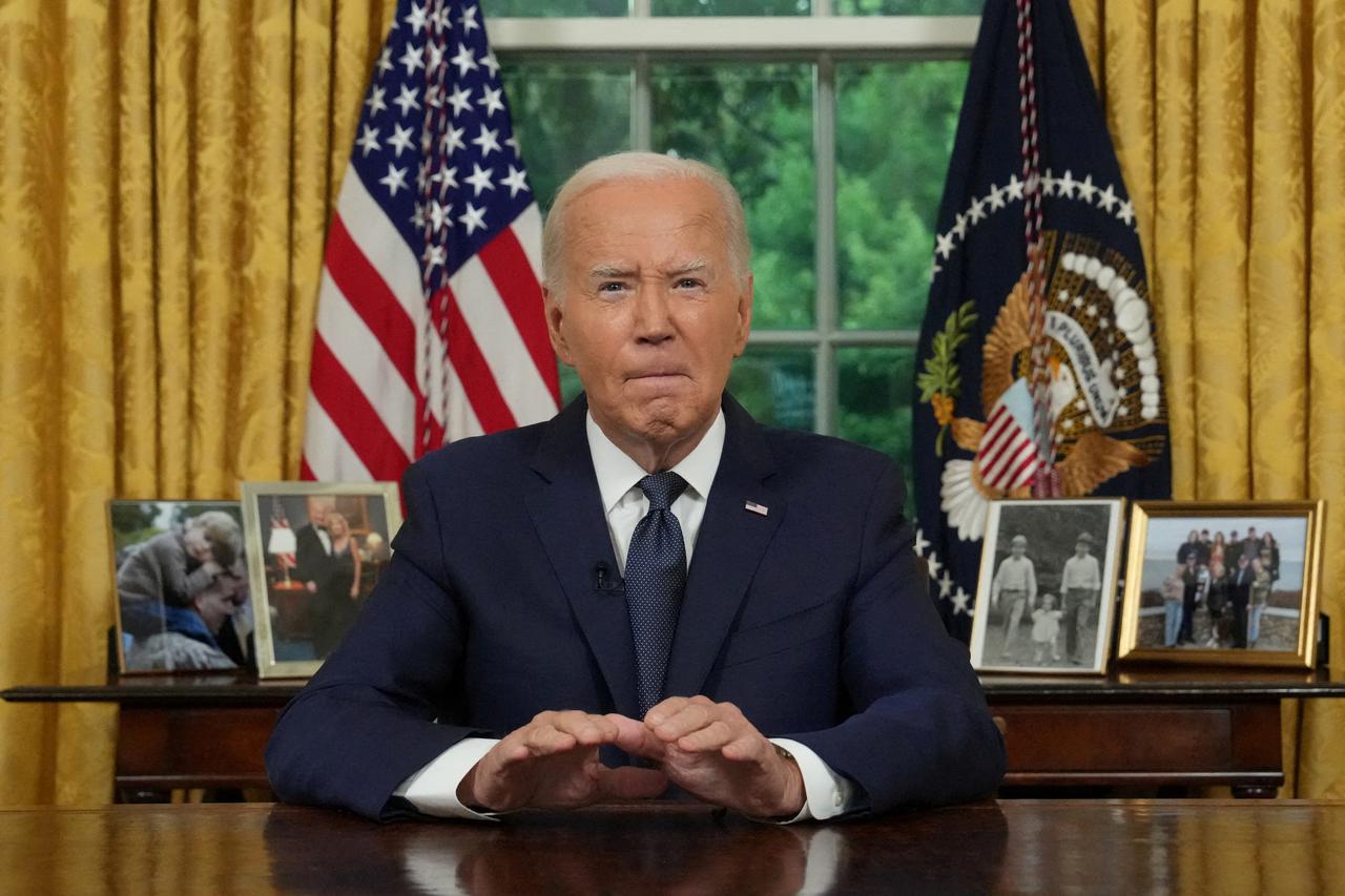 FILE PHOTO: U.S. President Joe Biden addresses the nation from the Oval Office in the White House, in Washington