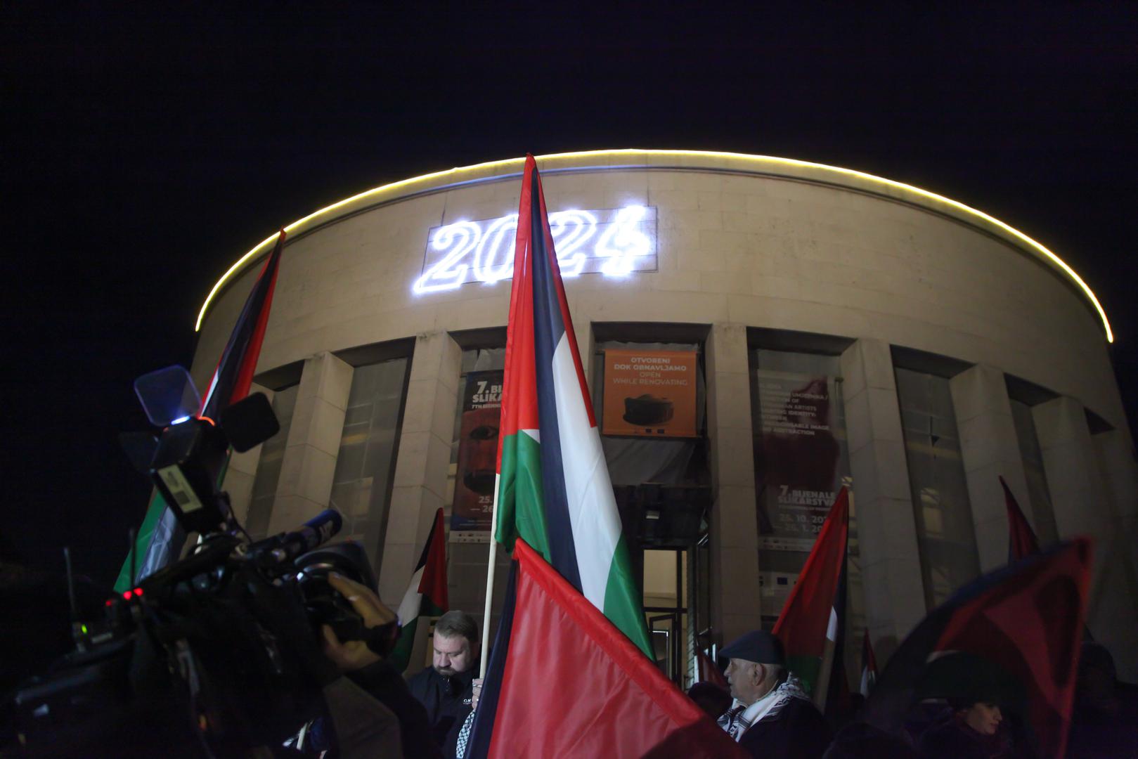 13.1.2024., Trg zrtava fasizma, Zagreb - U sklopu medjunarodnog dana akcije za trajni prekid vatre u Pojasu Gaze, na Trgu zrtava fasizma organiziran je skup pod nazivom “Zivot, sloboda, pravda - mars za Palestinu”. Photo: Luka Batelic/PIXSELL