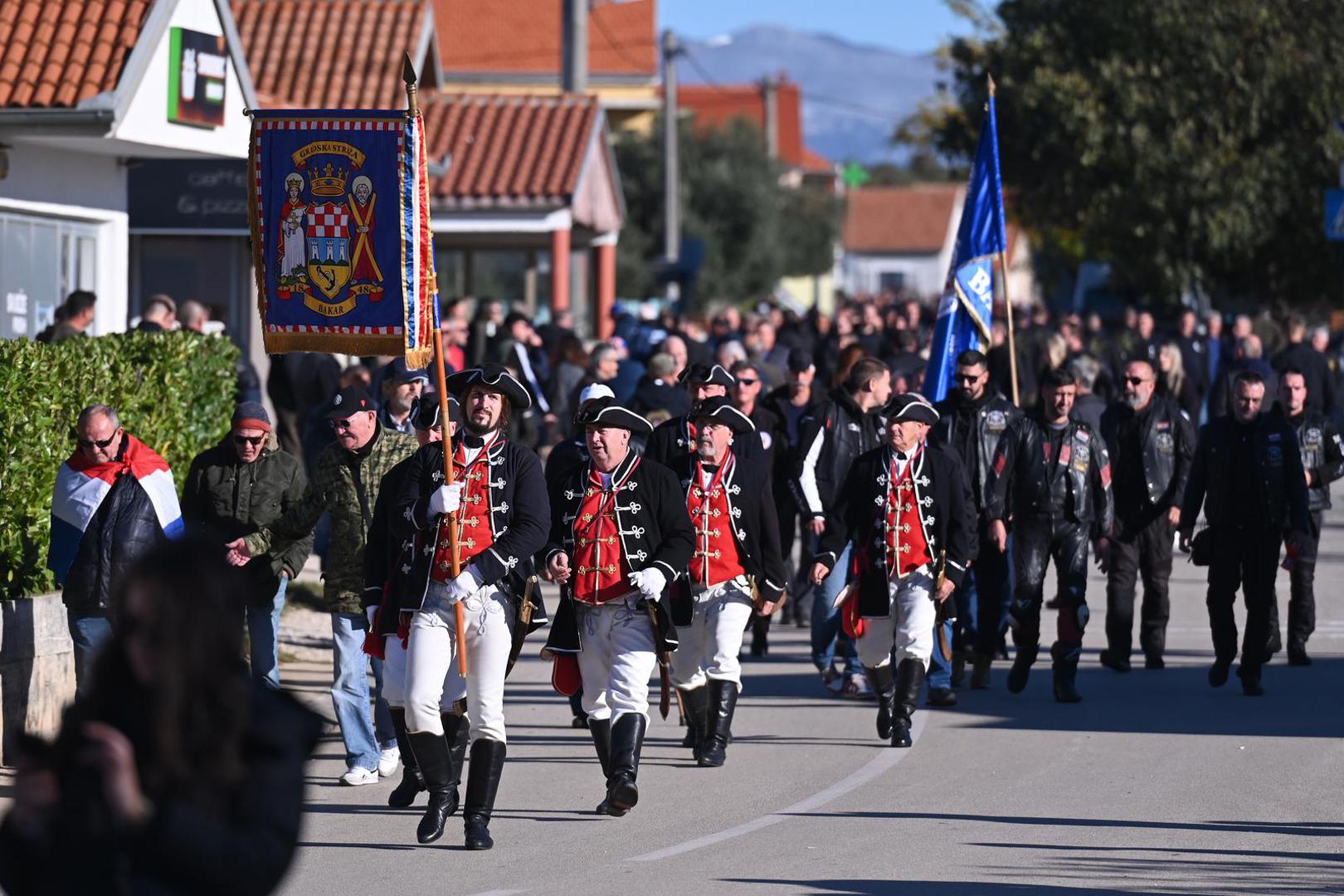 18.11.2023., Skabrnja - Svecanim mimohodom i polaganjem vijenaca na spomen obiljezju masovne grobnice, obiljezava se obljetnica stradavanja branitelja i civila. Photo: Dino Stanin/PIXSELL