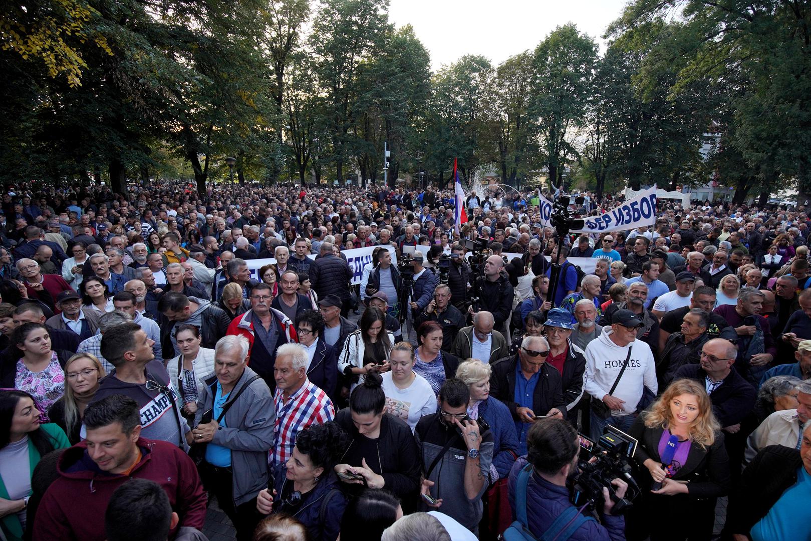 06.10.2022., Banja Luka, Bosna i Hercegovina - U Banjoj Luci odrzan je prosvjed opozicije protiv, kako tvrde, kradje Milorada Dodika na ovogodisnjim Opcim izborima. Na prosvjed je stigla i Dodikova protukandidatkinja na izborima Jelena Trivic.  Photo: Dejan Rakita/PIXSELL