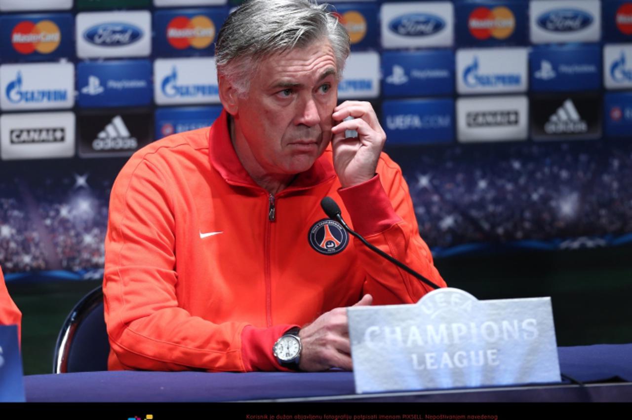 '05.11.2012., Pariz, Francuska - Stadion Park Princeva, konferencija za medije Paris Saint Germaina uoci utakmice 4. kola Lige prvaka protiv GNK Dinamo. Carlo Ancelotti. Photo: Marko Lukunic/PIXSELL'