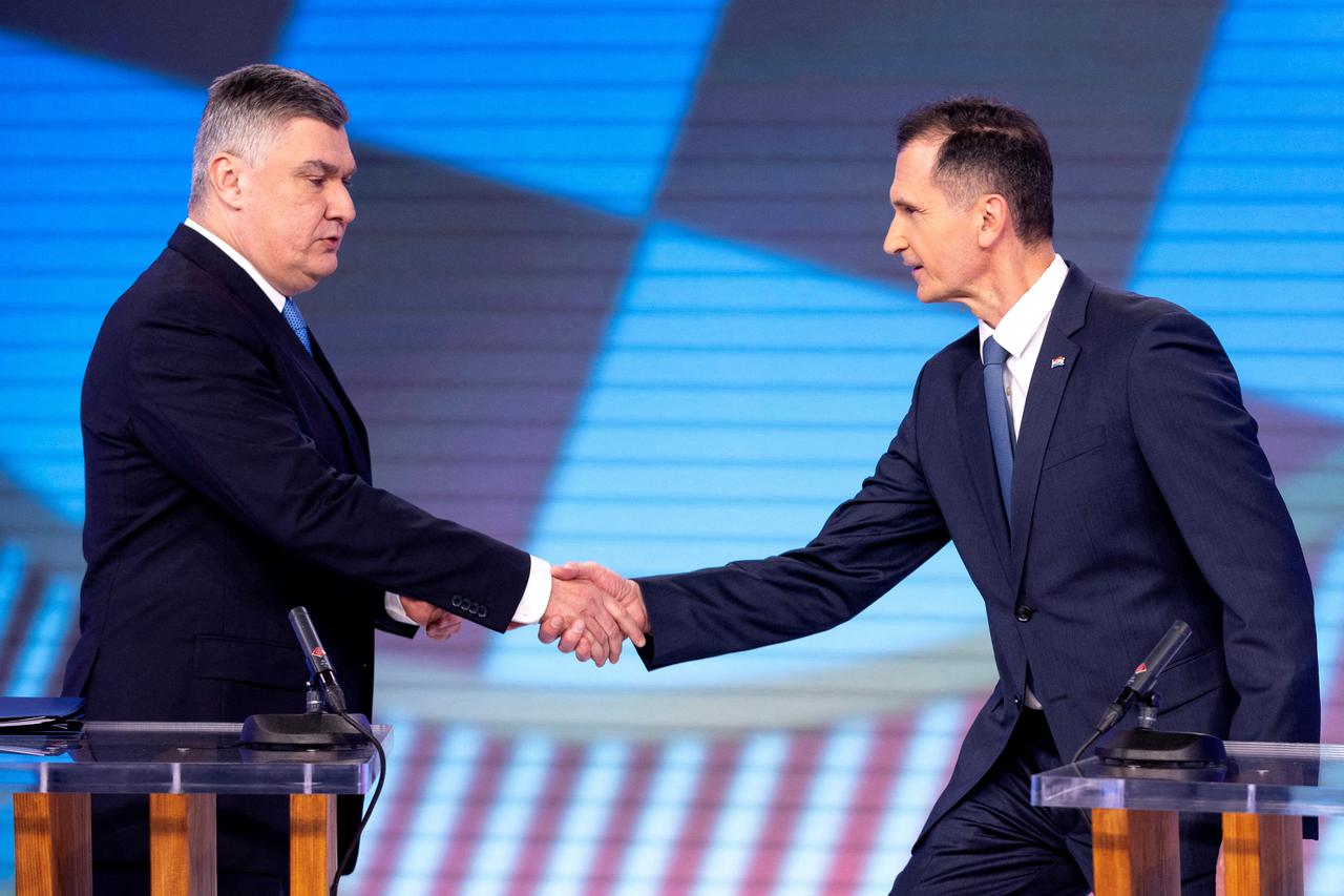 Presidential candidate Dragan Primorac arrives at Croatian Radio Television (HRT) ahead of the second round of presidential election in Zagreb